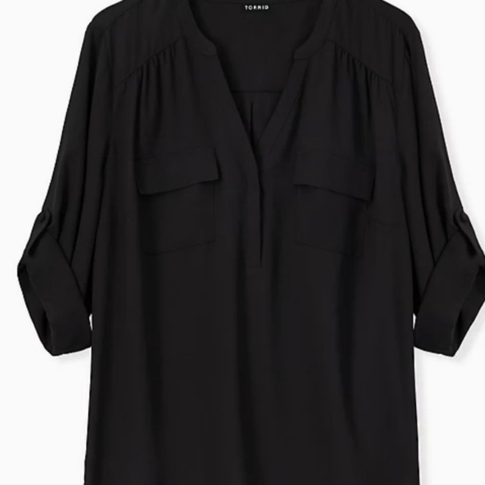 Torrid Harper Georgette blk pullover blouse